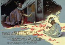 Cartel de Adolfo Hohenstein de la ópera Madame Butterfly.
