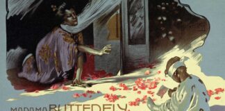 Cartel de Adolfo Hohenstein de la ópera Madame Butterfly.