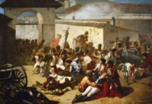 Literatura e Historia, una fructífera relación Representación de la muerte de Velarde frente al arco del parque de artillería de Monteleón, por Manuel Castellano (Museo de Historia de Madrid).