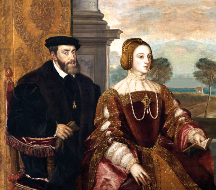 Retratos del emperador Carlos V y la emperatriz Isabel de Portugal, por Tiziano. Retratos del emperador Carlos V y la emperatriz Isabel de Portugal, por Tiziano.