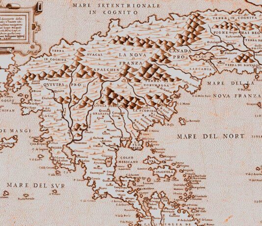 Mapa italiano de 1566, mostrando las inscripciones terra incognita y mare incognitum.