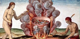 Derechos para los indios: la polémica de las encomiendas Indios cocinando pescado. Grabado de 'Admirante Narratio Americae' por Theodore de Bry (1528-1598).