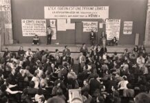 El Teatro Odeón de París, ocupado por estudiantes el 28 de mayo de 1968.