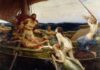 La Odisea: cíclopes, vientos, ninfas y sirenas "Ulises y las sirenas", por Herbert James Draper, 1909, Ferens Art Gallery (Reino Unido).