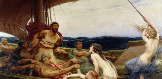 "Ulises y las sirenas", por Herbert James Draper, 1909, Ferens Art Gallery (Reino Unido).