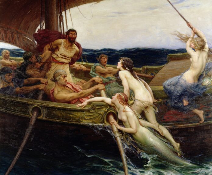 "Ulises y las sirenas", por Herbert James Draper, 1909, Ferens Art Gallery (Reino Unido). "Ulises y las sirenas", por Herbert James Draper, 1909, Ferens Art Gallery (Reino Unido).