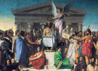 El mundo occidental más allá de Grecia y Roma La Apoteosis de Homero, por Dominique Ingres, 1827 (Museo del Louvre). El célebre poeta de la antigua Grecia, coronado por la fama, aparece rodeado de literatos y artistas de todas las épocas.