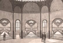 Perspectiva de la segunda, tercera y cuarta galerías de celdas, dibujo de Manuel Nao, grabado de Bernardo Rico.