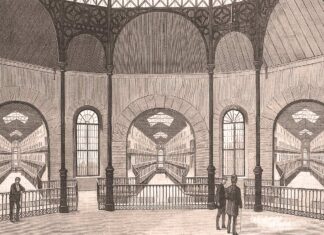 Una historia inédita sobre las cárceles españolas Perspectiva de la segunda, tercera y cuarta galerías de celdas, dibujo de Manuel Nao, grabado de Bernardo Rico.
